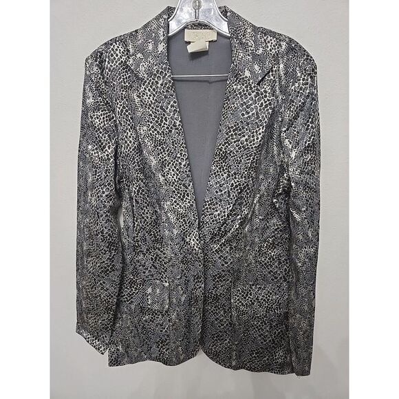 Cache Snake Skin Print Blazer Gray And Black Size 8 Y2k - Picture 1 of 5